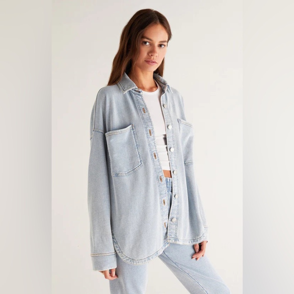 Z Supply All Day Knit Denim Jacket & Pants Set